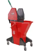 product of AllPoints 1591100 Mop Bucket with Green Wringer, 26 Qt Plastic, Red, Heavy Duty Design