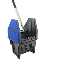 product of AllPoints 1591192 Mop Wringer – 18" H x 7-7/8" W Blue Plastic, Chrome‑Plated Steel Handle, Downpress