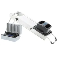 product of AllPoints 59167 Mandoline Slicer – Folding Stainless Steel Frame, Adjustable 1mm-8mm Cuts, 1 Slicing Blade + 6 Julienne Blades