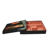product of Thunder Group JPRB001 Bento Server With Cover, 5 Compartment, 10-1/2" X 8" X 2", Decorative Exterior