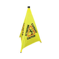 product of Thunder Group PLFCS332 Pop-Up Safety Cone Wet Floor Sign, 31" Height, Bright Yellow Fabric, Plastic