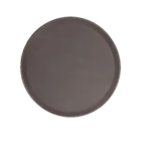 product of Thunder Group PLFT1100BR Round Non-Skid Serving Tray, 11" Diameter, Heavy-Duty Fiberglass, Brown Tray, NSF Certified