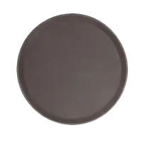 product of Thunder Group PLFT1400BR Round Non-Slip Serving Tray, 14" Diameter, Heavy-Duty Fiberglass, Brown Finish, NSF Certified