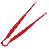 product of Thunder Group PLFTG006RD Serving Tongs, 6", Flat Grip, Dishwasher Safe, Red