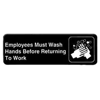 product of Thunder Group PLIS9325BK Information Symbol Sign, 9" X 3" "Employees Must Wash Hands Before Returning To Work"