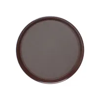 product of Thunder Group PLRT012 Round Non Slip Serving Tray, 12" Diameter, Textured Brown ABS Plastic Surface, Brown Tray Finish