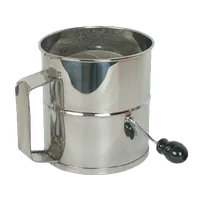 product of Thunder Group SLFS008 Rotary Flour Sifter, 8 Cup Capacity, 4-Wire Agitator, Stainless Steel