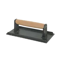 product of Thunder Group SLKSW108 Steak Weight, 4-1/8" X 8-1/4", Wood Handle, Heat Resistant Ribbed Bottom, Black