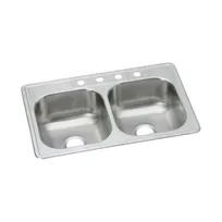 product of Elkay DSE23321MR2 33" Double Bowl Drop-In Stainless Steel Kitchen Sink / 20 Gauge - Center Drain