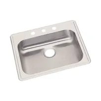 product of Elkay GE125224 Single Bowl Drop-In Stainless Steel Kitchen Sink, 25" X 22" / 22 Gauge - 4 Holes
