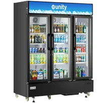 product of Unity U-72M Merchandiser Refrigerator - 70.87" W, 42 cu. ft., Black Exterior, Glass Doors, 115V