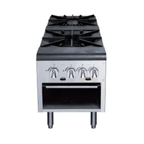 product of Dukers Appliance Co DCSPA2 18" (2) Cast Iron 3-Ring Burner Gas Stock Pot Range, 160.000 BTU
