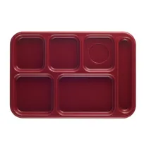 product of Cambro 10146CW416 - 6-Comp 10" x 14-1/2" PC Tray, Red, Scratch-Resistant, Dishwasher Safe