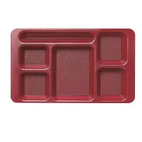 product of Cambro 1596CP416 - 6-Comp Tray, 9" x 15", Red Plastic, Dishwasher Safe