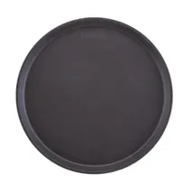 product of Cambro 1950CT110 Round Non-Skid Serving Tray, 19-7/16" Diameter, Black Satin Fiberglass, Dishwasher Safe, Made in USA