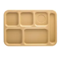 product of Cambro BCT1014161 6-Comp Tray, 10" x 14-1/2" Rectangular Tan ABS, Scratch-Resist, Dishwasher Safe