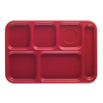 product of Cambro BCT1014163 - 6-Comp Red ABS Tray, 10" x 14-1/2", Scratch-Resistant, Dishwasher Safe