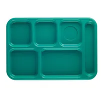 product of Cambro BCT1014414 - 6-Compartment Tray, 10" x 14-1/2" Teal ABS, Scratch-Resistant, Dishwasher Safe