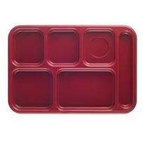 product of Cambro BCT1014416 6-Compartment Rectangular Tray 10" x 14-1/2" Red ABS Scratch-Resistant