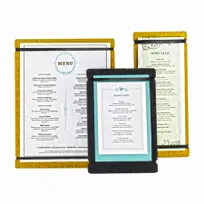 product of Cal-Mil 2034-811-14 Menu Board With Flex Bands, Natural Finish, Fits 8-1/2" X 11" Cards, Sign