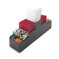 product of Cal-Mil 212 Classic Straw Organizer, 9-Section Dispenser, 3.75"W x 15.5"D x 5.25"H, Black Plastic