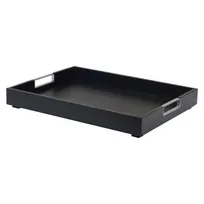 product of Cal-Mil 22347-87 Room Service Tray - 22" W x 17" D x 3" H, Oak Wood, Black, Stackable, Handles