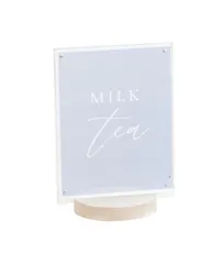 product of Cal-Mil 22801-811-113 Sign Holder, 8-1/2" W x 11" H, Pine Base, Magnetic Acrylic Top - Newport