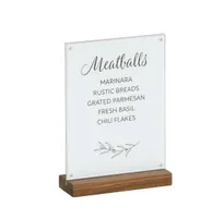product of Cal-Mil 23185-811-78 Sydney Card Holder, 8.5"W x 3"D x 12.25"H, Walnut, Stainless Steel Base