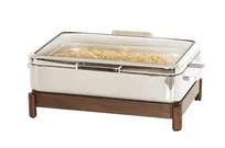 product of Cal-Mil 23718-78 Induction Chafing Dish Heater, 26" W x 18.5" D x 10" H Soft-Close Walnut Lid