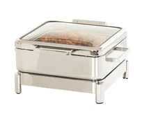 product of Cal-Mil 23719-49 Induction Chafer, 16" W x 16" D x 10" H Chafing Dish Heater Soft-Close Chrome Lid
