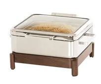 product of Cal-Mil 23719-78 Induction Chafing Dish Heater, 16" W x 16" D x 10" H Soft-Close Walnut Lid