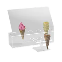 product of Cal-Mil 297 Ice Cream Cone Holder, 19" W x 6" D x 16" H, 5 x 2" Holes with Guard, Clear BPA-Free