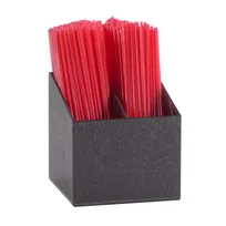 product of Cal-Mil 3308-13 Stir Stick Holder, 5" W x 5" D x 5-1/2" H, Square, 2-Compartment, Black ABS
