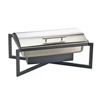 product of Cal-Mil 3321-13 8-Qt Rectangular Stainless Steel Chafer, Hinged Black Lid, 24.25W X15.25D X8.5H