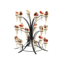 product of Cal-Mil 3330-13 Ice Cream Cone Holder, Multi-Tier, 20" Dia x 20-1/2" H, Holds 18 Cones, Black Metal