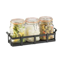 product of Cal-Mil 3336-13 Jar Condiment Display, 12.75"D X 5"D X 5.75"H (3) 34 Oz. Glass Jars