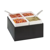 product of Cal-Mil 3369-13 Chilled Salsa/Dressing Server, 10.5"W X 10.5"D X 7"H (4) White Melamine Containers