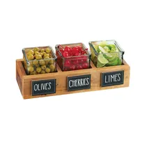 product of Cal-Mil 3406-3 Madera Jar Display, 14"W X 5.5"D X 3"H, Rectangular (3) 4" X 4" Glass Jars