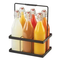 product of Cal-Mil 3660-13 Condiment Caddy Six 34-oz Glass Pitchers, 11" W x 7-1/2" D x 14" H, Black Metal Frame
