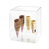 product of Cal-Mil 386 Cone Cabinet, 12" W x 12" D x 15" H, Holds 9 Cones 2" Hole, Acrylic, Handle, BPA-Free