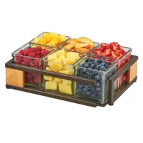 product of Cal-Mil 3910-6-84 Sierra Jar Display, 12.5"W X 9"D X 4.5"H (6) 4"W X 4"D Glass Jars, Rectangular