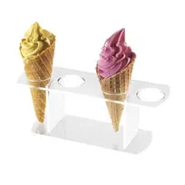 product of Cal-Mil 398 Ice Cream Cone Holder Stand, Waffle, Clear BPA-Free, 12" W x 4" D x 4-1/2" H, 4x2" Holes