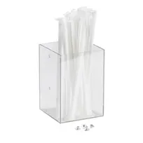 product of Cal-Mil 787-12 Straw Holder, Square Clear Plastic, 4-1/4" W x 4-1/4" D x 6" H, Wall/Counter Mount