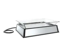 product of Cal-Mil IP101-110 Ice Pedestal 27"W x 19"D x 10"H Black Clear Pan, 110V LED 20+FX, Drainage, 400lb
