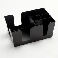 product of American Metalcraft BARB7 Bar Caddy, 9"L x 6"W x 4"H, 6-Compartment Steel, Powder-Coated Black