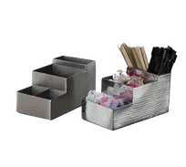 product of American Metalcraft BARS5 Bar Caddy Organizer, 8"L x 4"W x 4"H, 4 Steel Compartments, Satin Finish