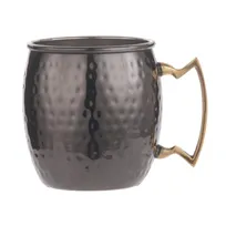 product of American Metalcraft BM16H Mule Mug, 16 oz, 3.25" D x 3.88" H, Steel, Brass-Handle, Black-Hammered