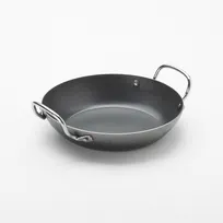product of American Metalcraft BSPP8 Paella Pan, 30 oz 9.5″ Diameter Round Black Steel, Induction Ready