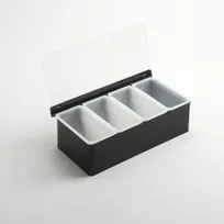 product of American Metalcraft CDB4 Holder - 4-Compartment, 12" L x 5-3/4" W x 3-1/2" H, Stainless Steel Black