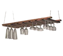 product of American Metalcraft GR1435 Hanging Glass Rack 35" L x 14" W x 1.5" H Ceiling Mount Walnut